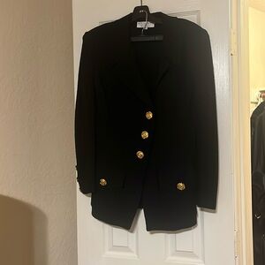 Black St. John’s Collection skirt suit.